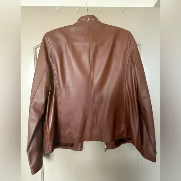 St. John Sport Lamb Leather Studded Jacket L - Picture 2 of 7